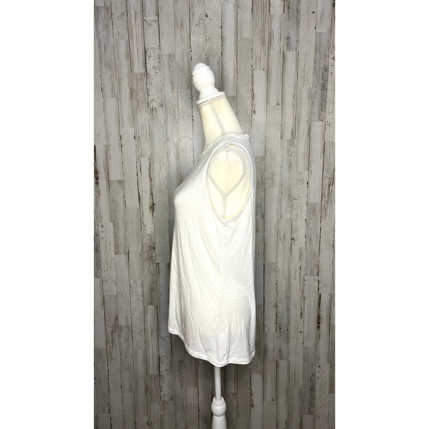 Athleta Women's White Sleeveless Crew Neck Tank Top Size Large Casual Summer