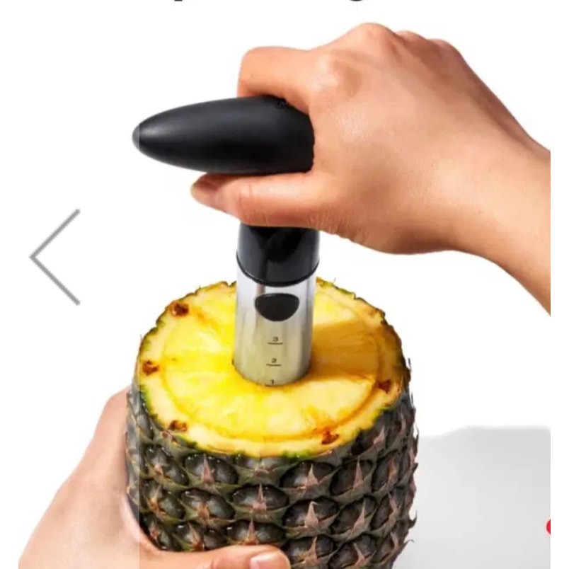 OXO Pineapple Corer Slicer Cutter Tool Silver w/ Black T-Handle Depth