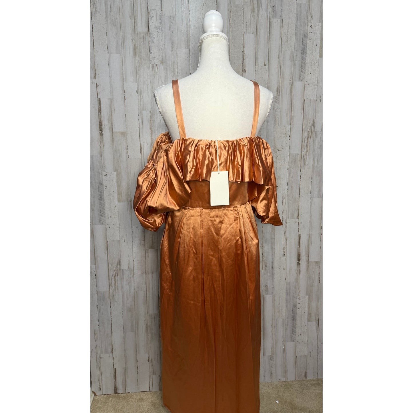 NWT Ulla Johnson Women's Lelita Off Shoulder Midi Dress Size 8 Copper