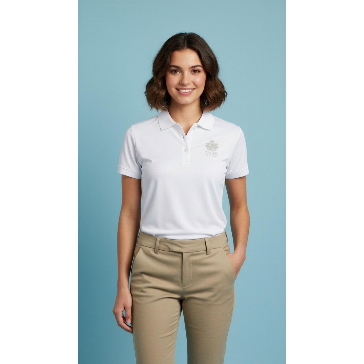 EP PRO Polo Shirt Womens Size Large White Short Sleeve Golf Trump Crest
