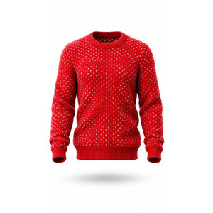 Lord & Taylor Sweater Womens Small Red Knit Pullover Crew Neck Heart Pattern