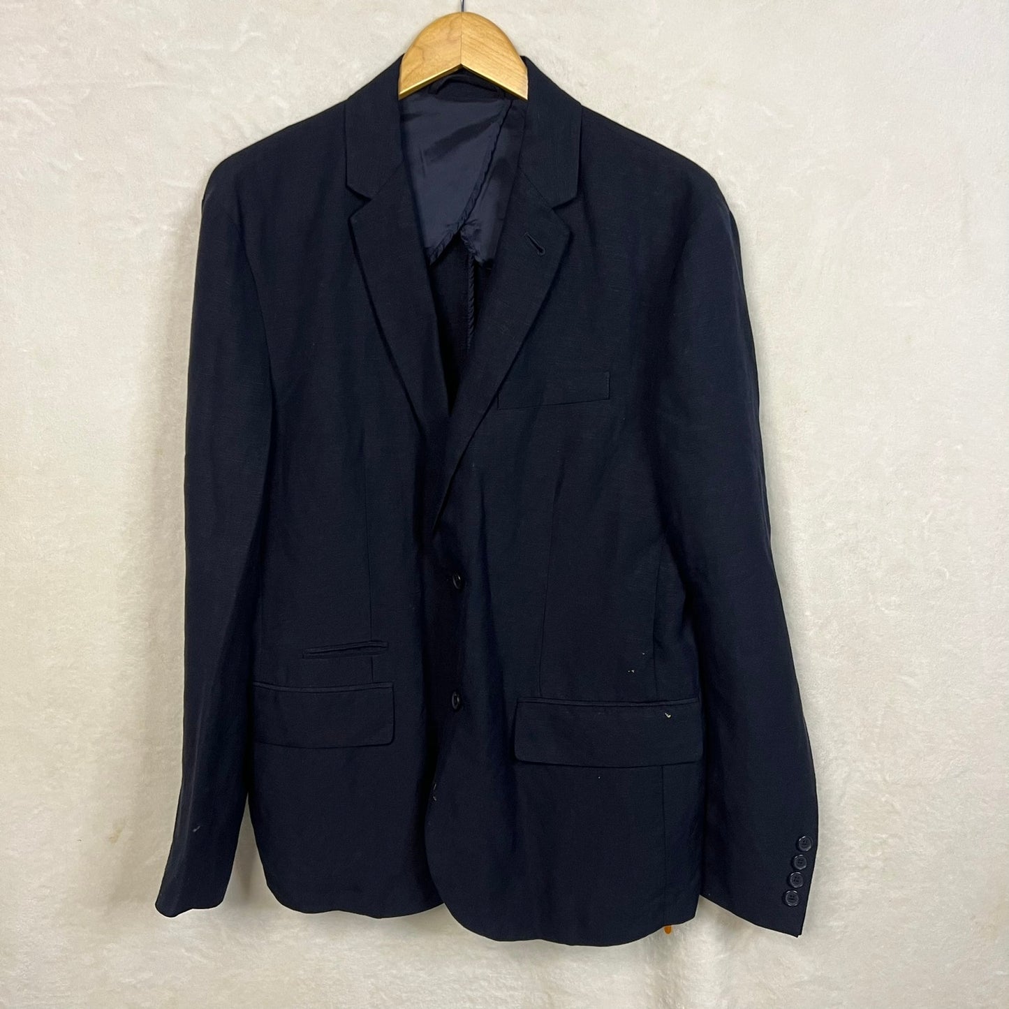 Armani Exchange Men's Classic Fit Linen Navy Blue Blazer Jacket Size 40 Business