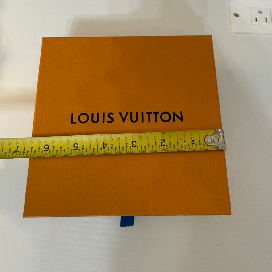 Louis Vuitton Orange Magnetic Slide Drawer Gift Box Blue Ribbon Pull 7x7x3