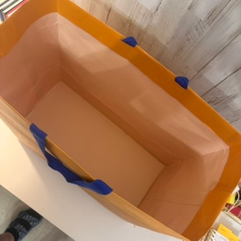 Louis Vuitton Orange Large Shopping Gift Bag Blue Ribbon Handles