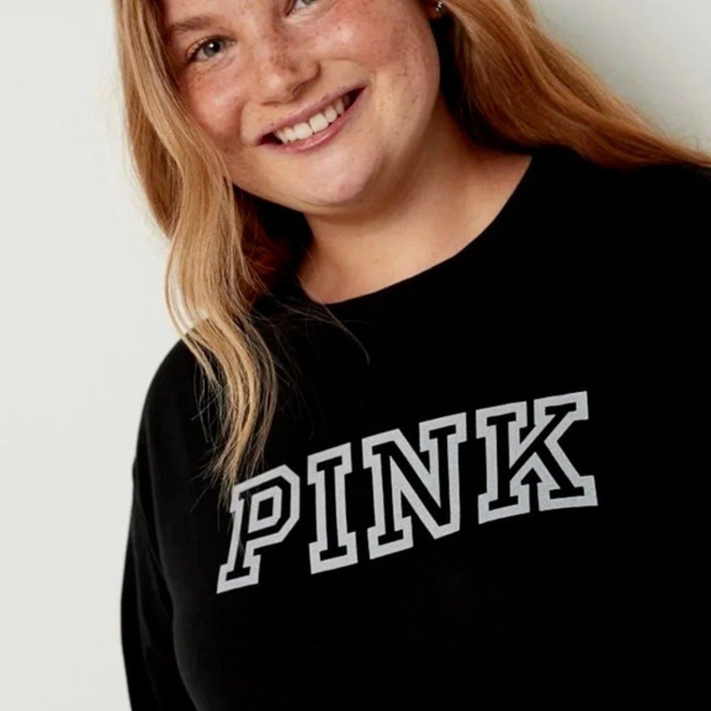 Victoria's Secret PINK Campus Tee Womens XS Black Logo Graphic Long Sleeve