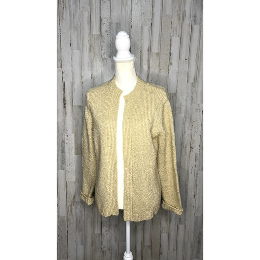 Vintage MS Sport Beige Knit Cardigan Sweater Women's Size XL Long Sleeve