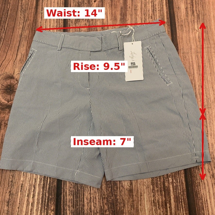 NWT Lady Hagen Navy White Seersucker Shorts Size 4 Women’s