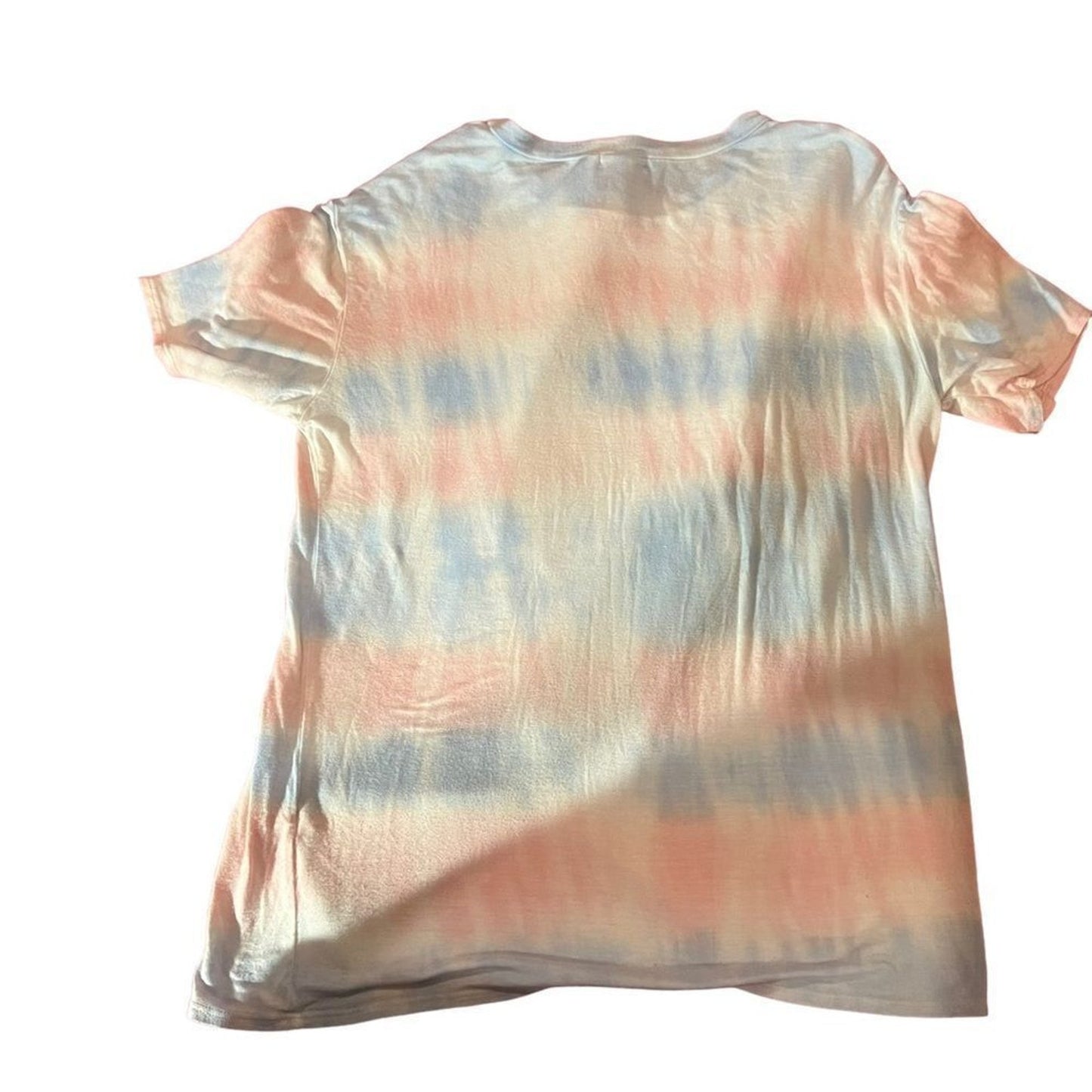 Pink Lily T-Shirt Womens Size Medium Pastel Tie-Dye Striped Crewneck Short