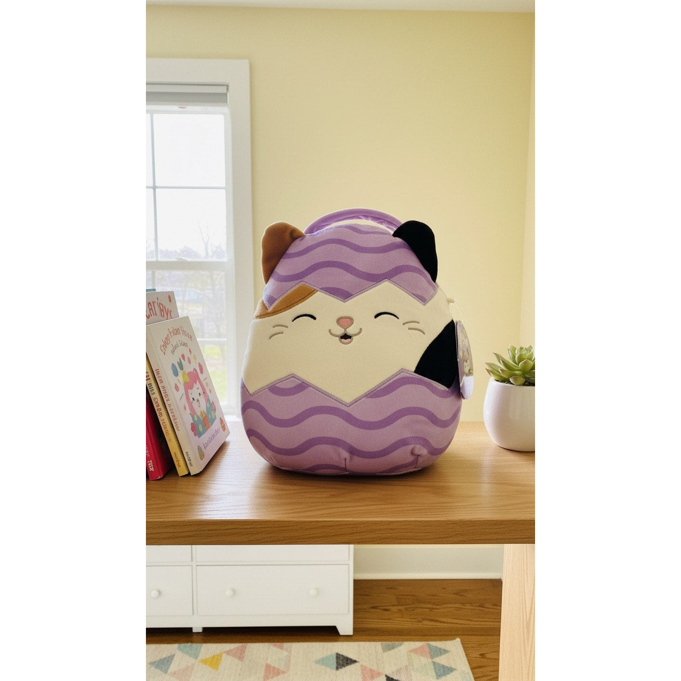 NWT Squishmallows Cam the Cat Easter Basket Plush Purple w/ Tag
