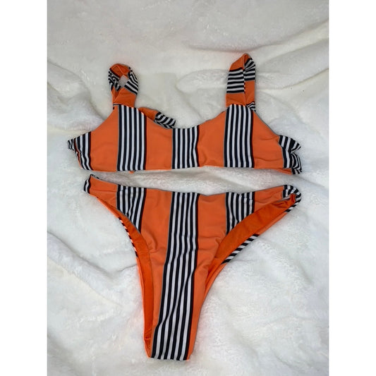 Zaful Women's Striped Bikini Set Multicolor Size Small Beach Swimwear