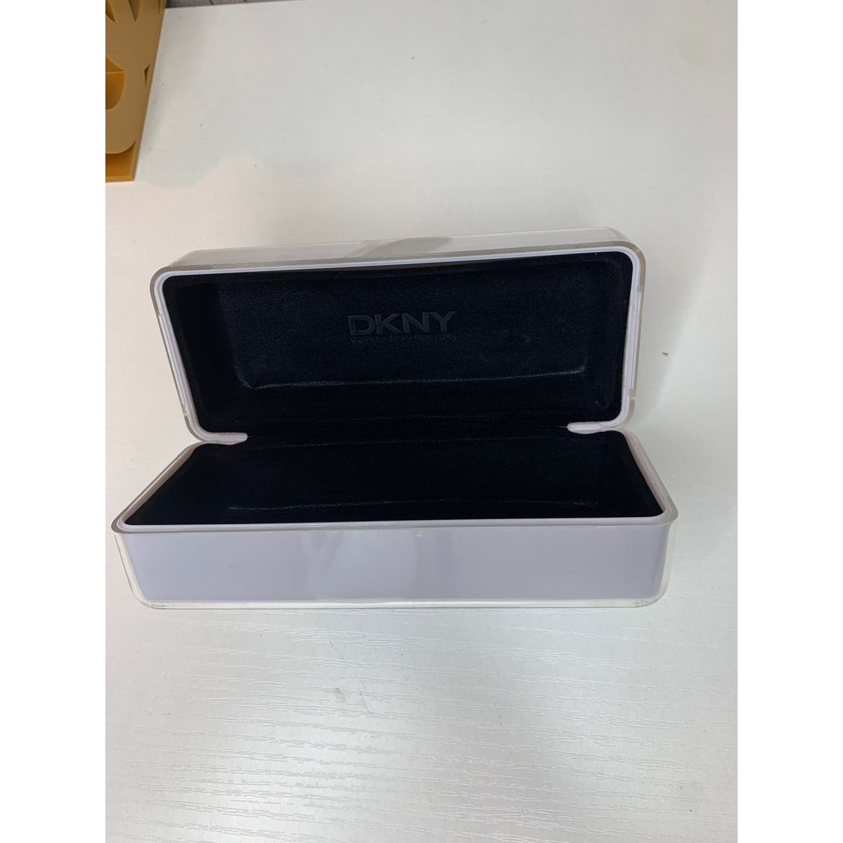DKNY Donna Karan White Hard Shell Glasses Case Black Velvet Sunglasses Box