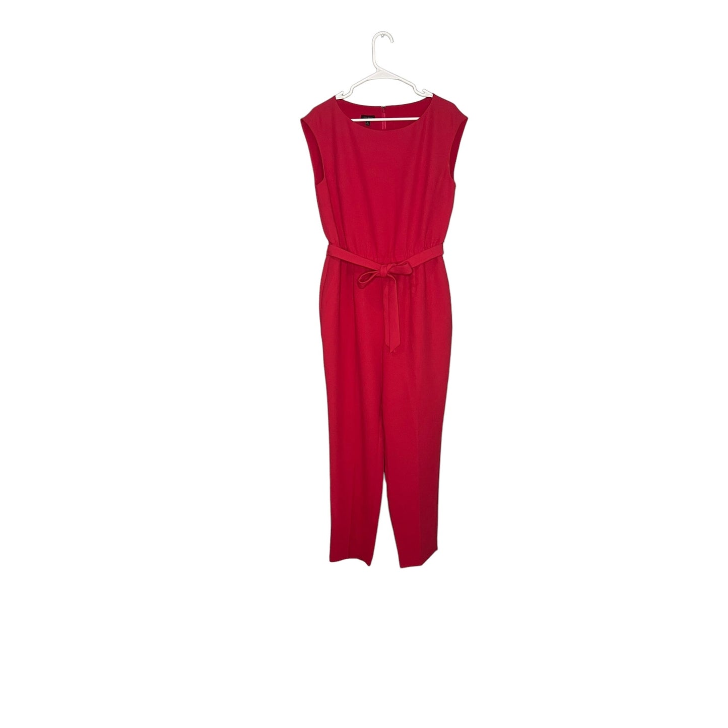 Talbots Pink Women's 8 Sleeveless Pink Belted Stretch Crepe Jumpsuit