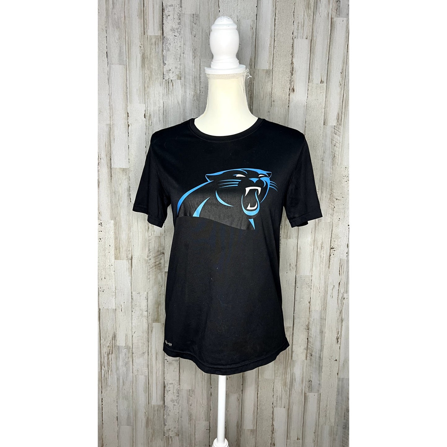 Nike Youth Large Carolina Panthers Black Logo Essential Short Sleeve T-Shirt