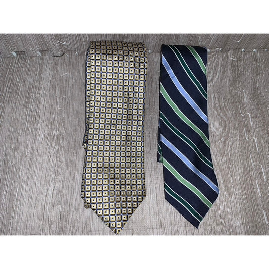 Chaps Men's Multicolor Striped Silk Necktie Set 2 Piece Classic