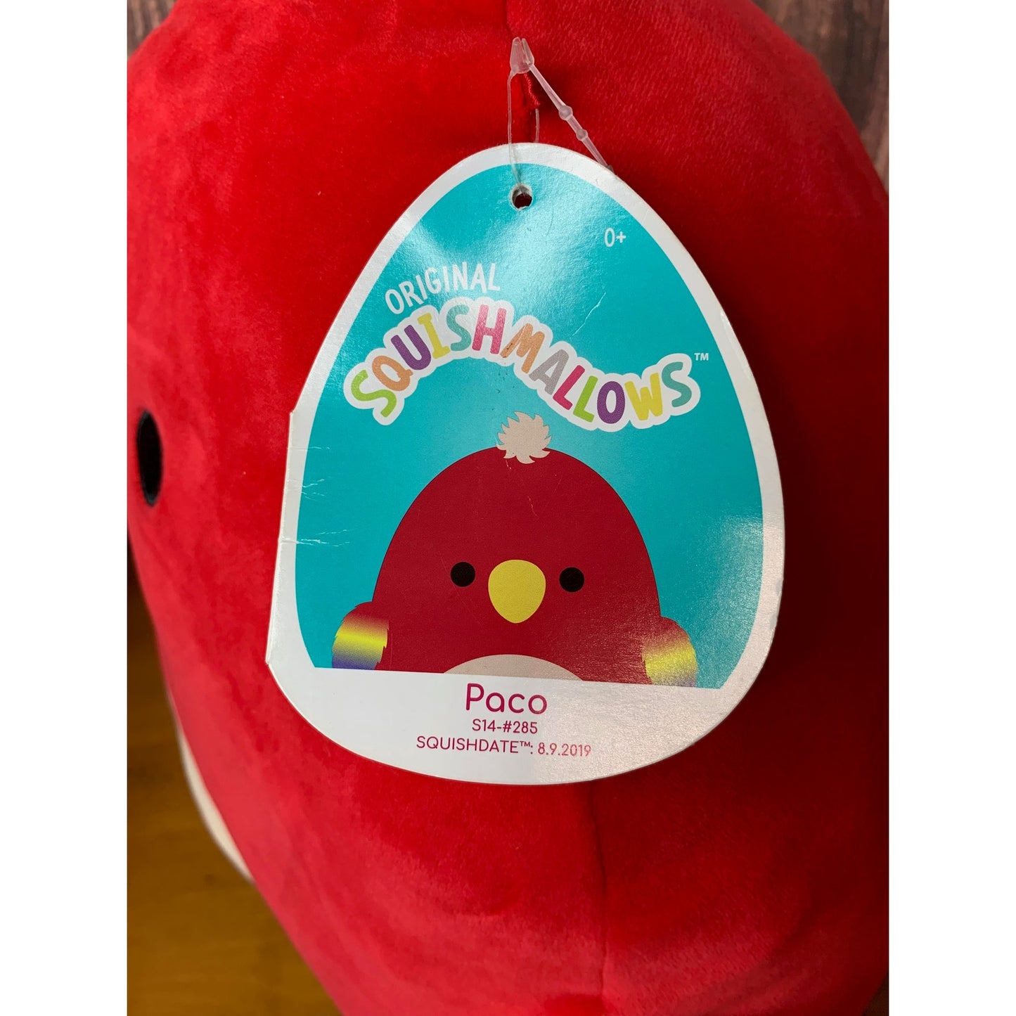 NWT Squishmallows Paco the Parrot Plush Red Rainbow Wings 16 in