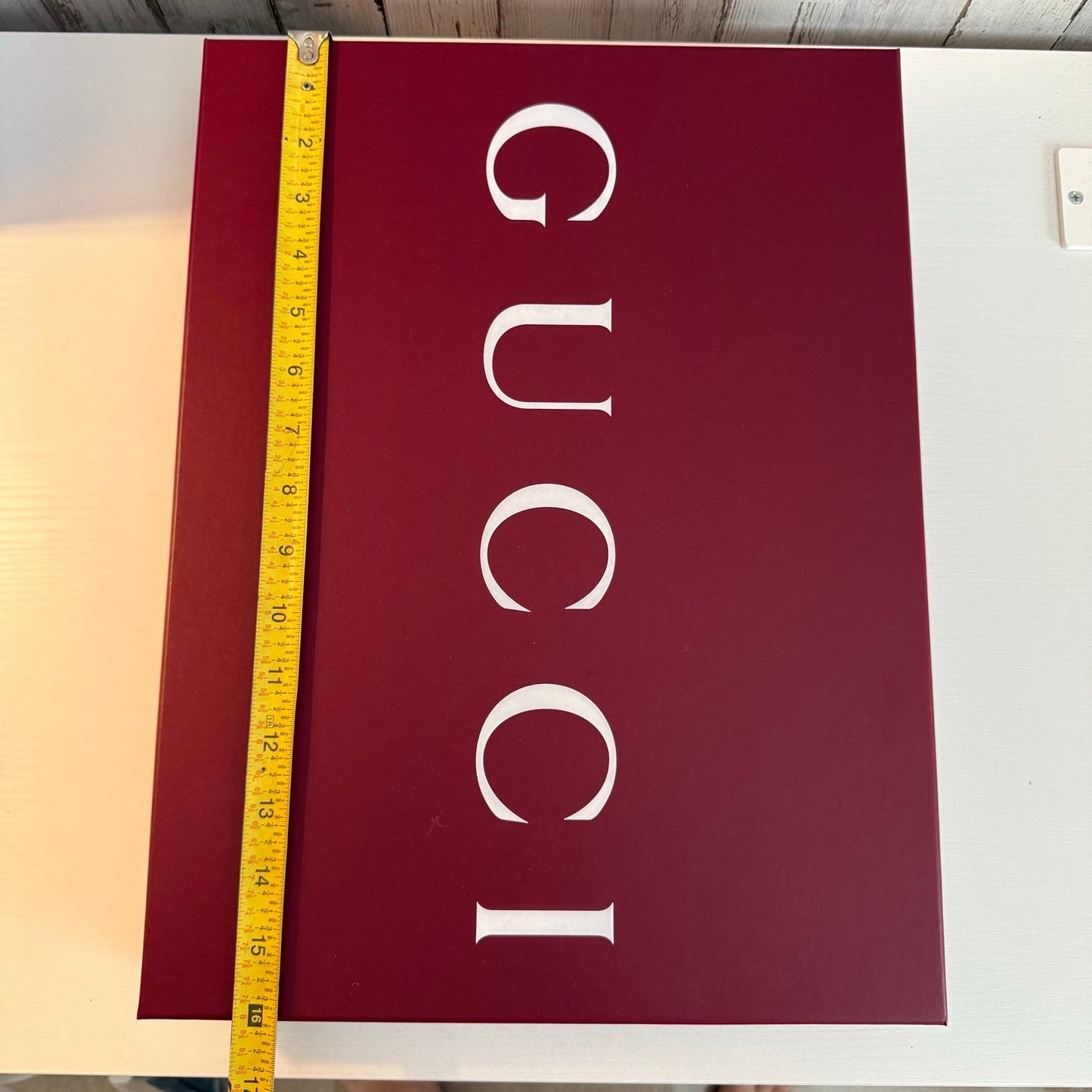 Gucci Burgundy Red Empty Gift Presentation Box White Logo Lid 16x12x2