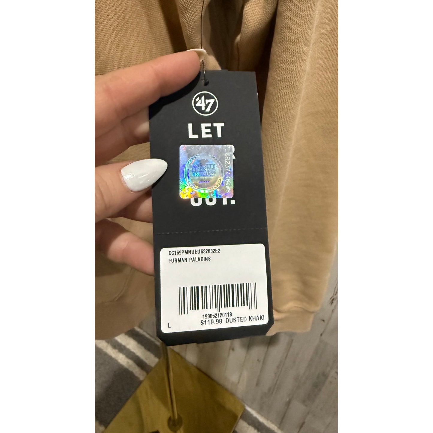 NWT 47 Furman University Paladins Mens Pullover Hoodie Beige Size Large