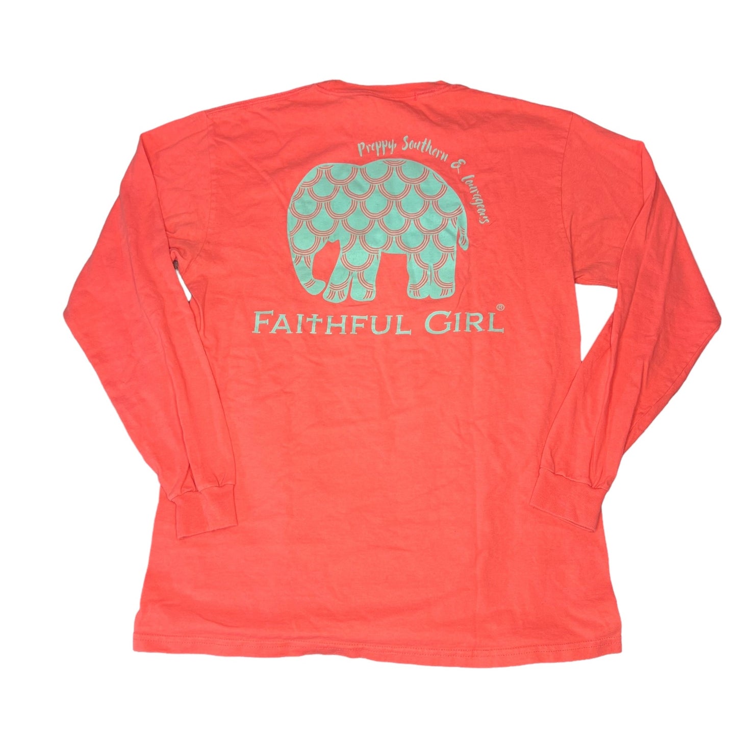 Simply Southern Women's Medium "Faithful Girl" Graphic Print Long Sleeve T-Shirt