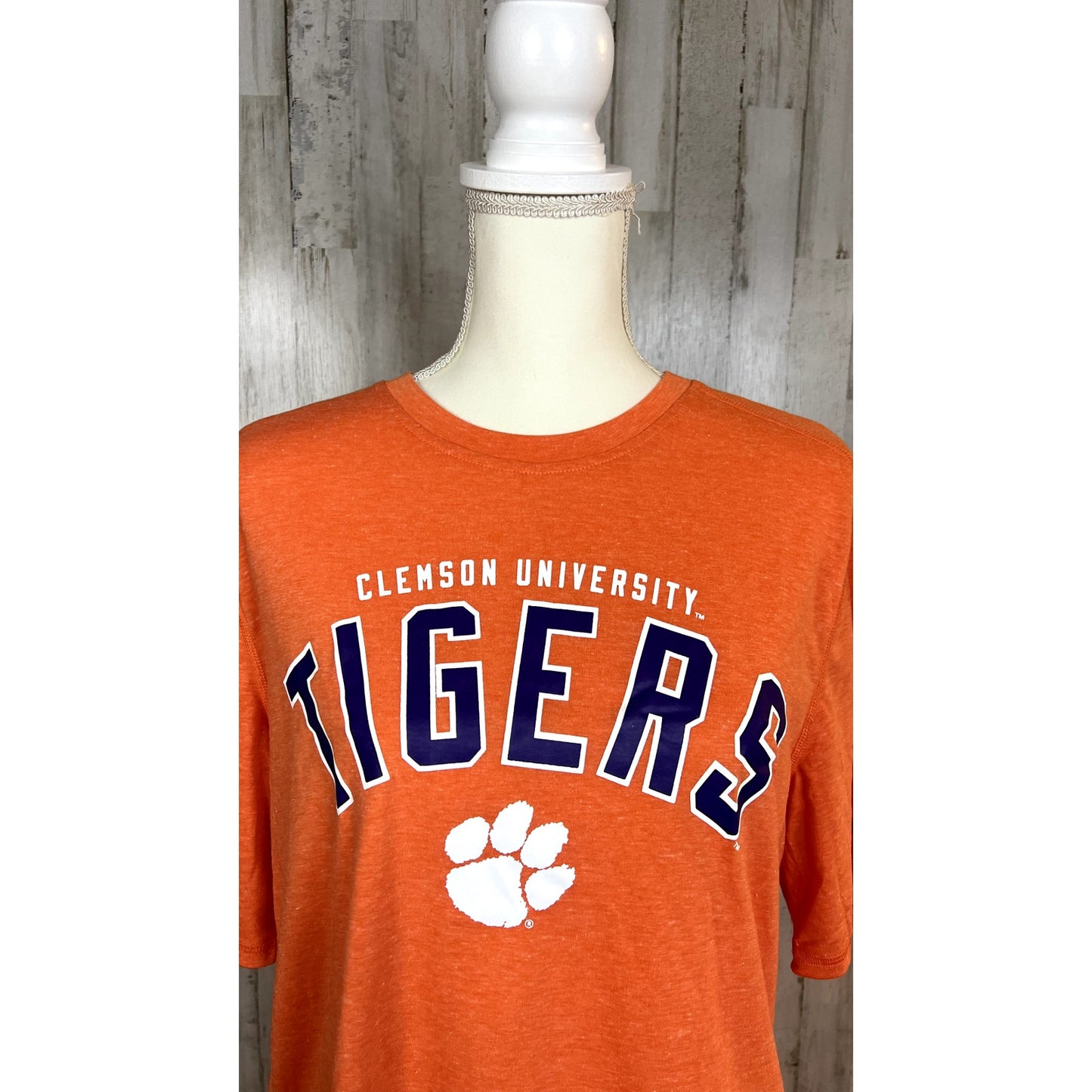 Champion Mens Medium Clemson Tigers Orange Graphic Short Sleeve Crewneck T-Shirt