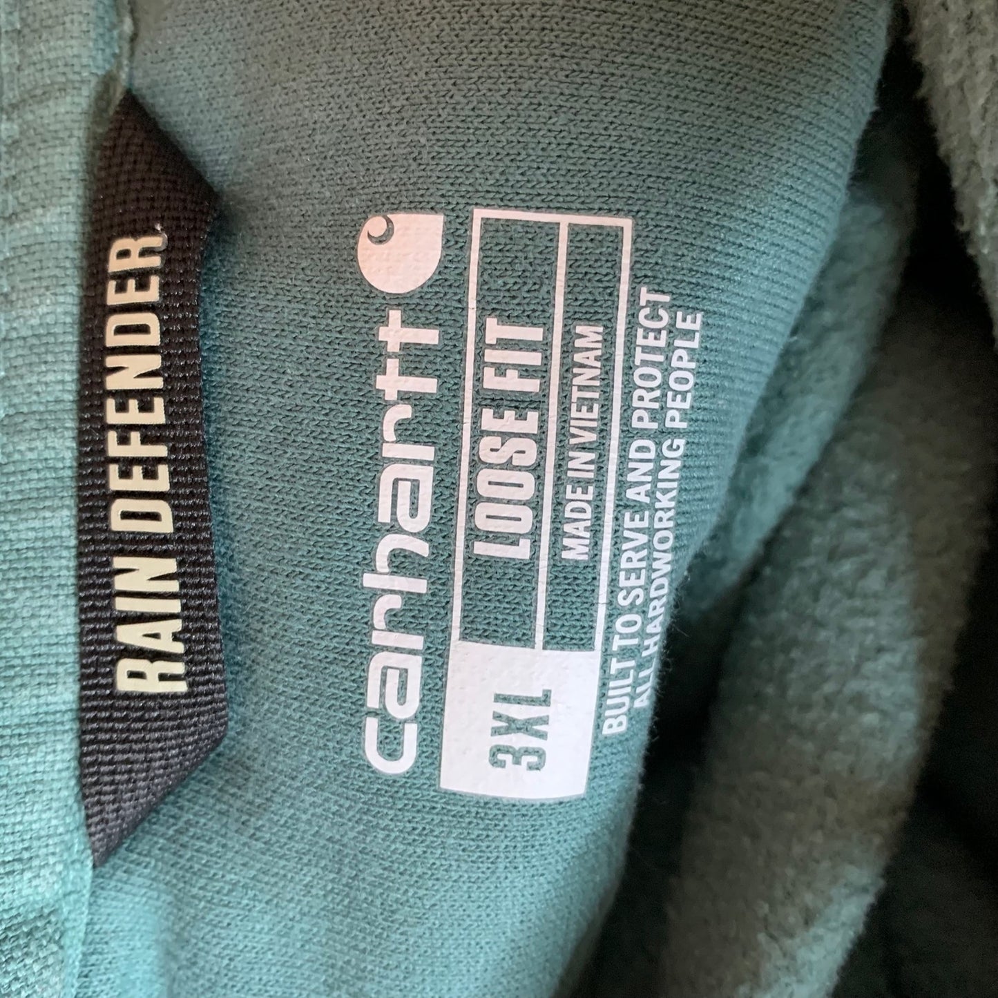 Carhartt Hoodie Mens 3XL Green Pullover Orange Sleeve Logo
