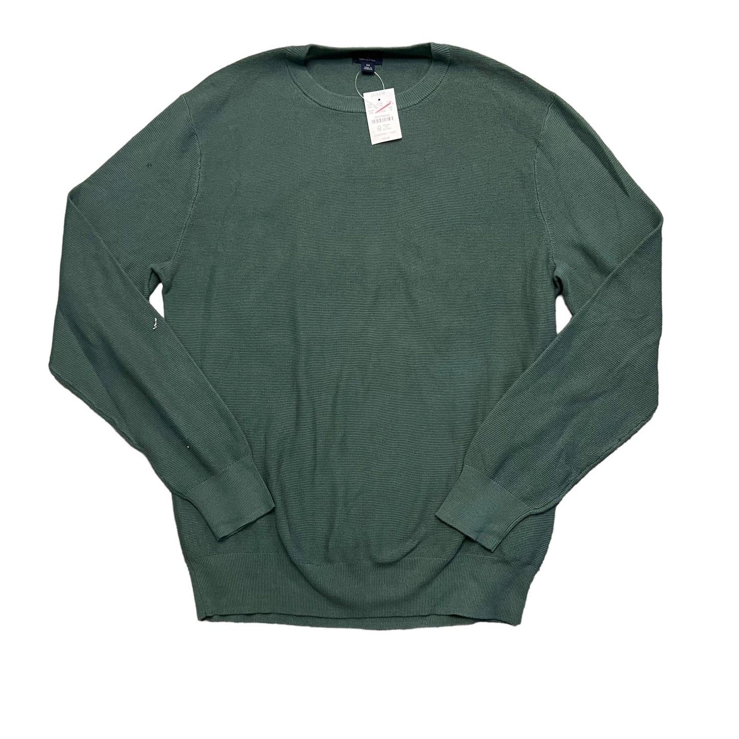 NWT J.CREW Men's Medium Green 100% Cotton Crewneck Long Sleeve Pullover Sweater