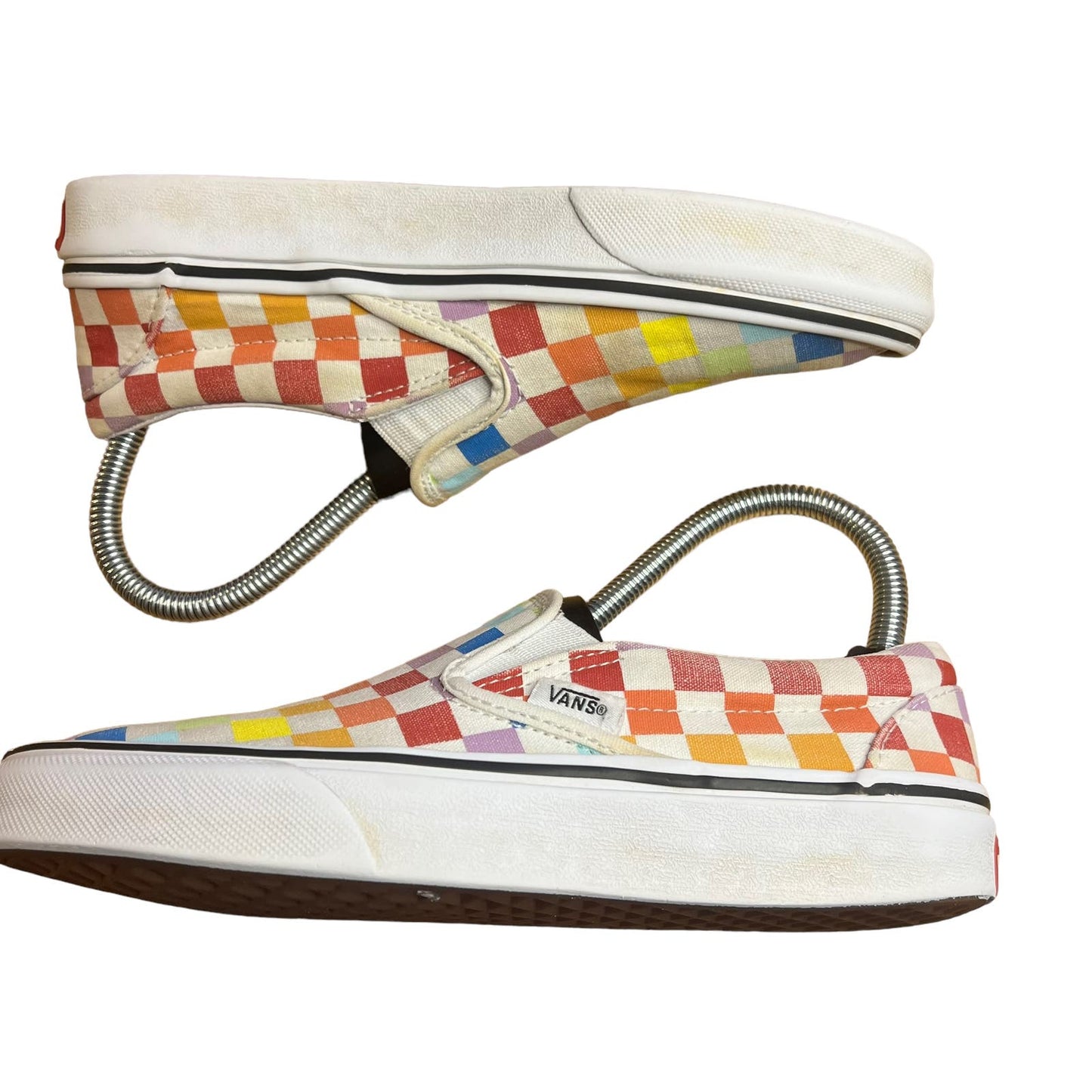 Vans Classic Slip-On Canvas Rainbow Checkerboard Slip-on Unisex Shoes M6.5/W8