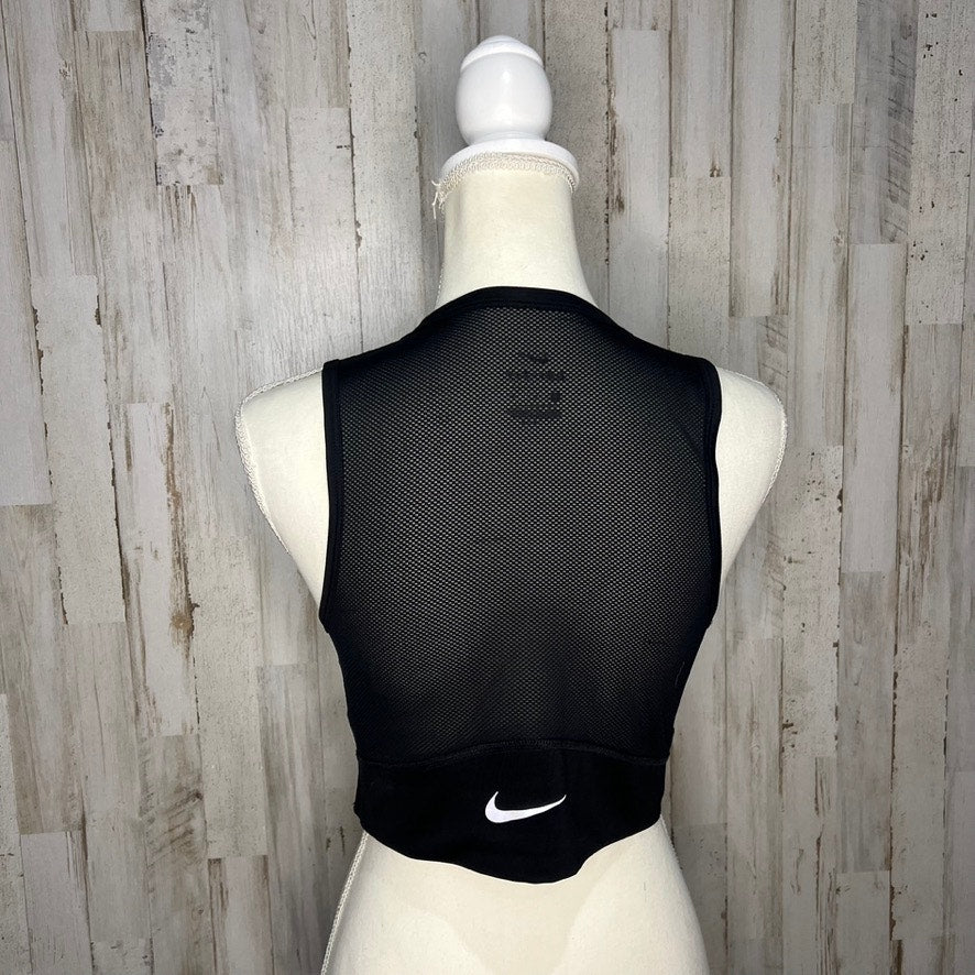 Nike Women's Dri-FIT Mesh Cropped Tank Top Black Size Medium