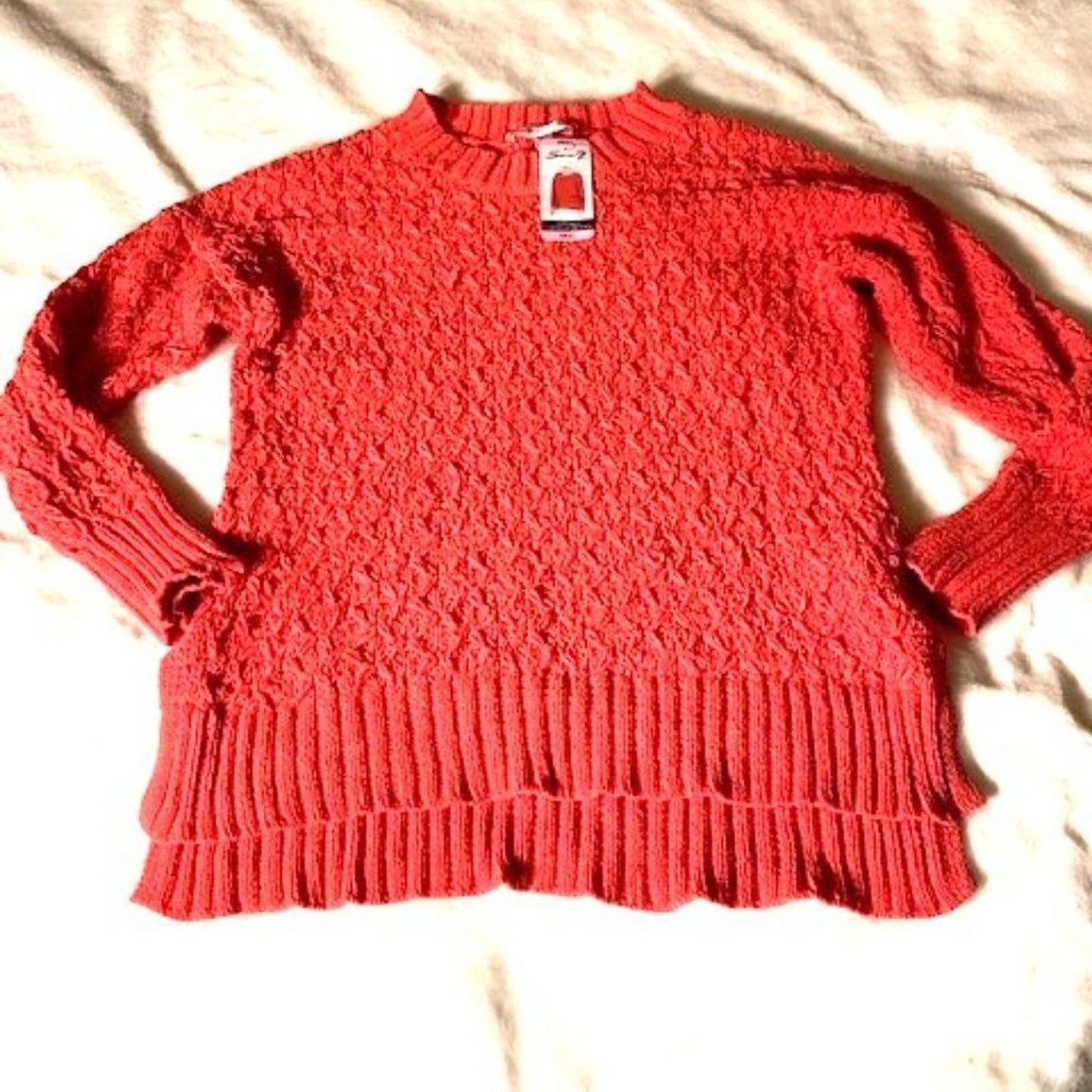 Seven 7 Chenille chunky coral sweater S NWT