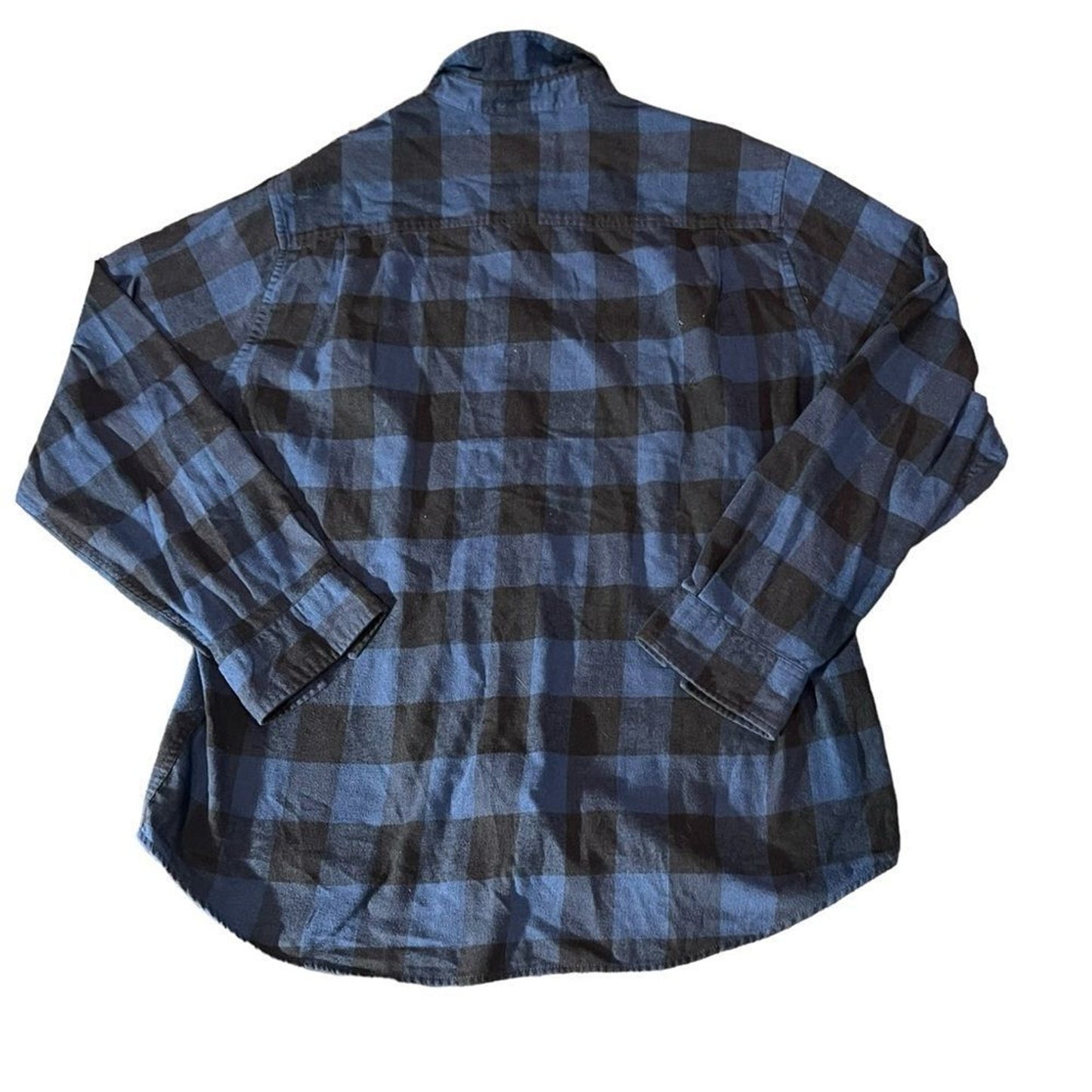 Weatherproof Vintage Shirt Mens XL Blue Black Plaid Flannel Button-Up