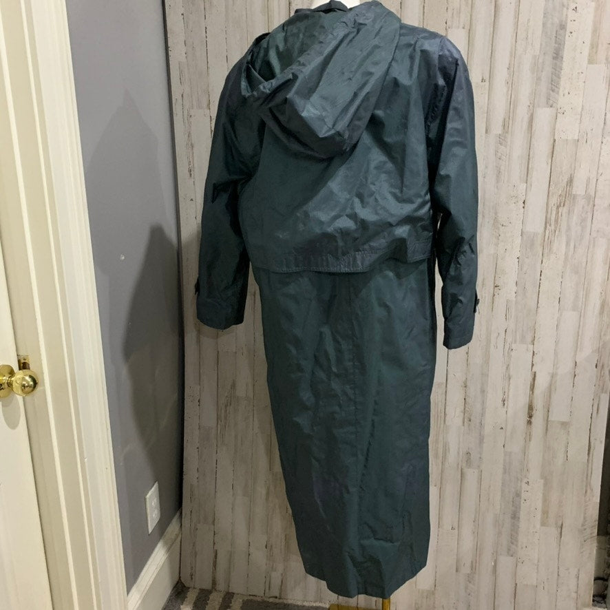 Fleet Street Womens Hooded Trench Raincoat Green Size 14