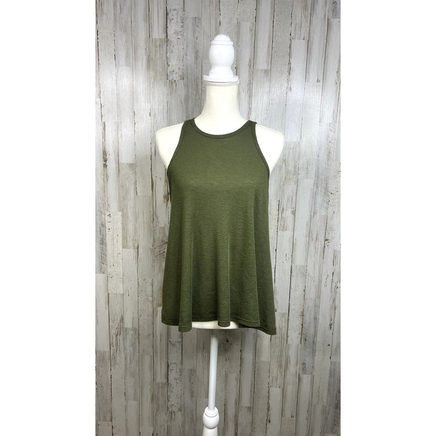 Free People Women's Dark Green Ribbed Racerback Tank Top Size S/P