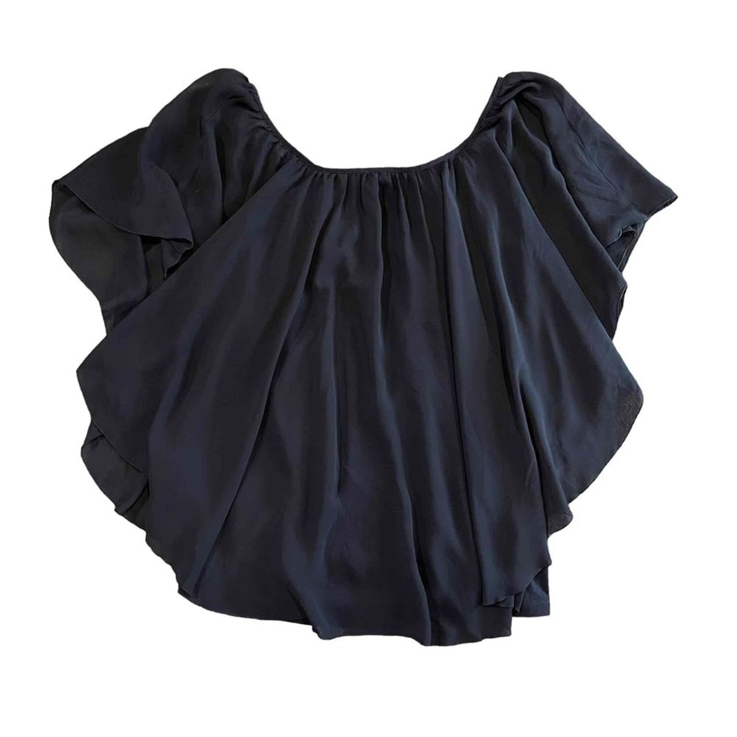 Est. 1946 Navy Off-Shoulder Ruffle Detail Elastic Neckline Solid Blouse Size XL