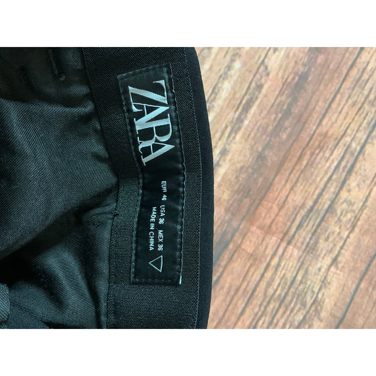 ZARA Dress Pants Mens 36x32 Black Slim Fit Flat Front Tapered Formal