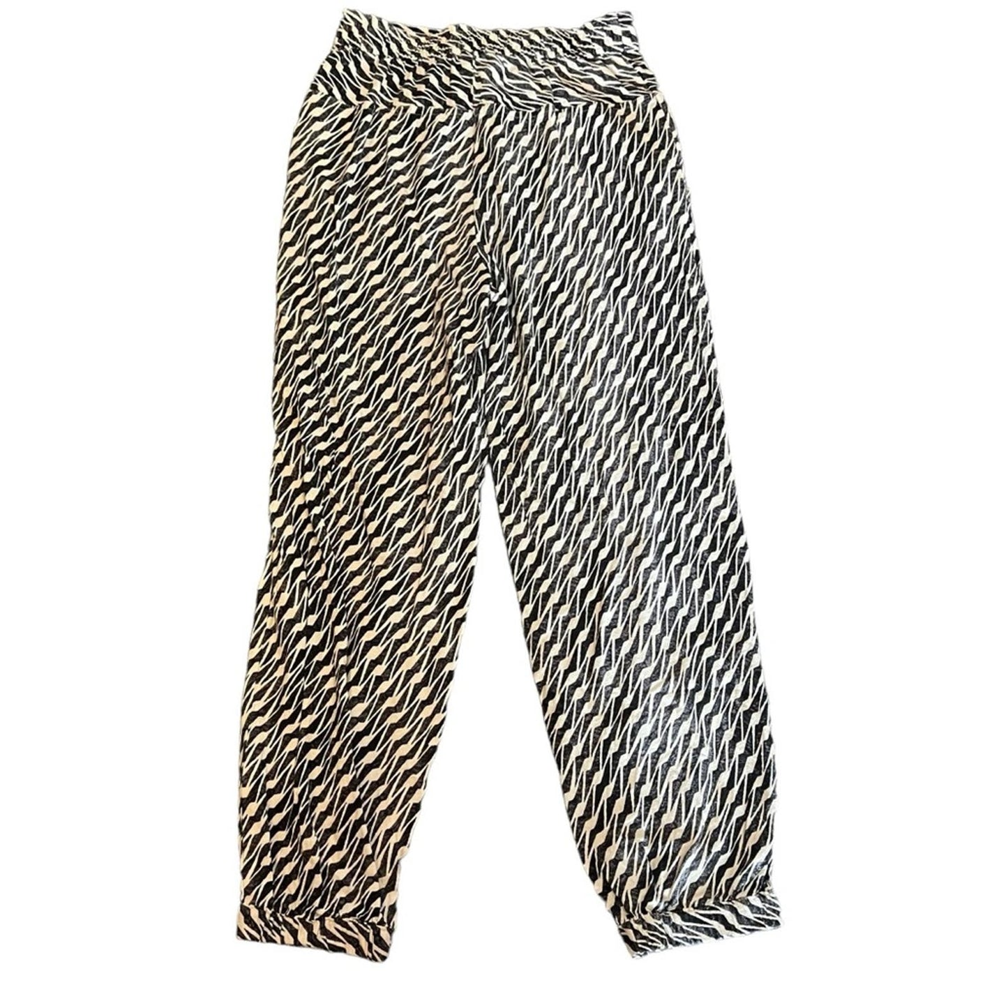 Anthropologie Black & White Printed Joggers Size 0