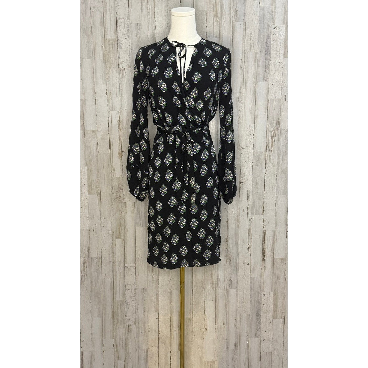 Diane Von Furstenberg Women's Silk Wrap Dress Size 4 Black Print