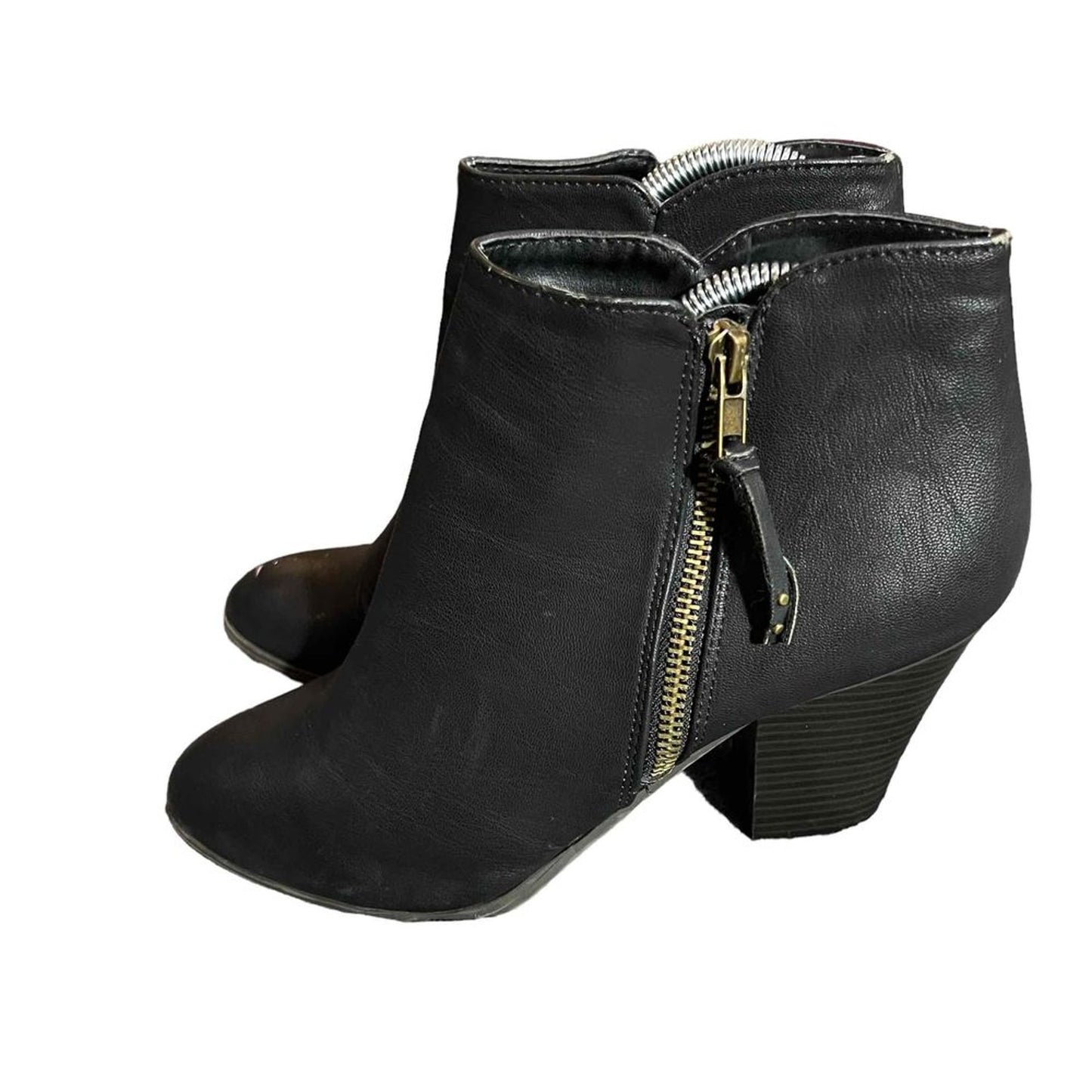 Charlotte Russe Women's Ankle Booties Black Side Zip Block Heel Size 9