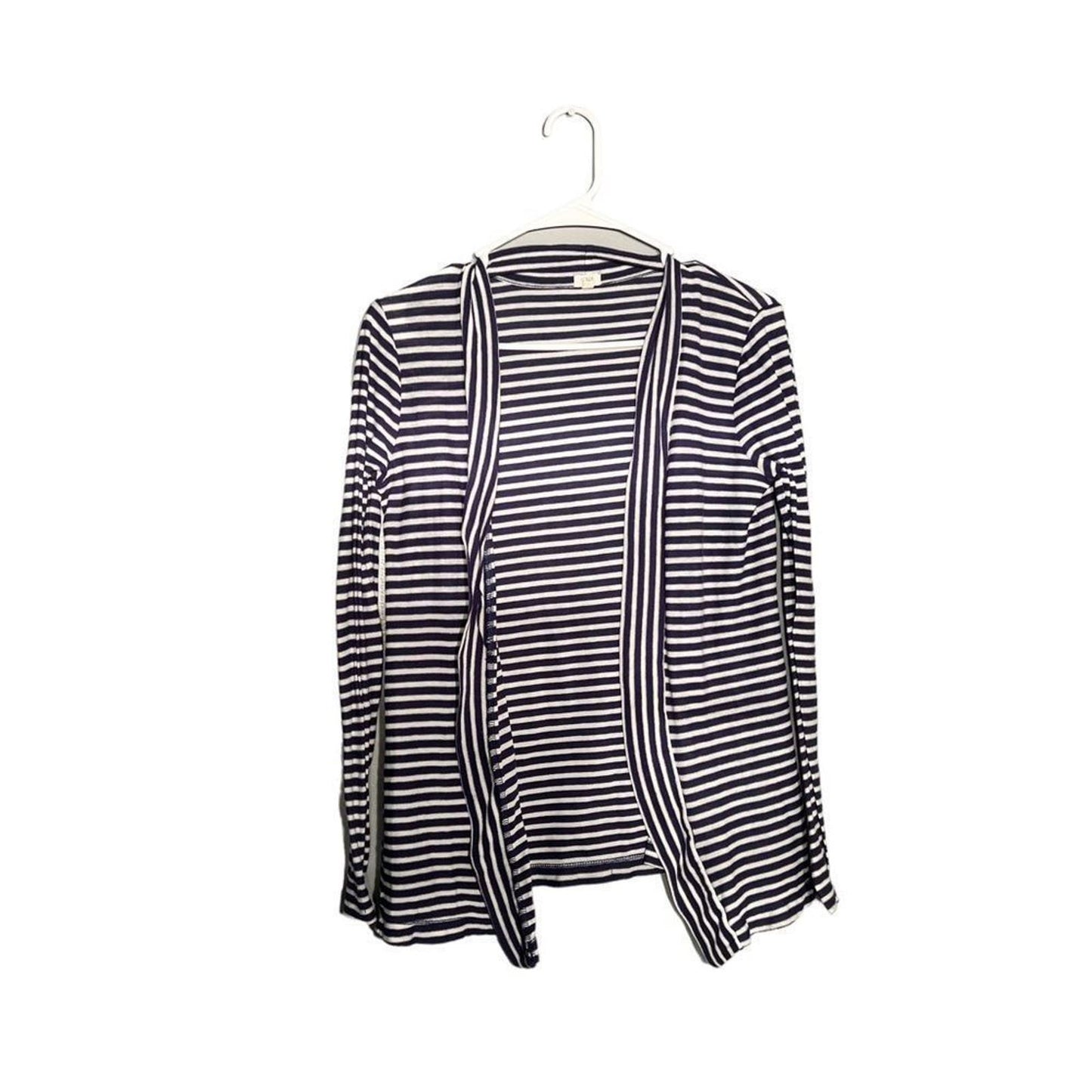 J. Crew Blue & White Striped Open Front/Flyaway Style Cardigan Lightweight