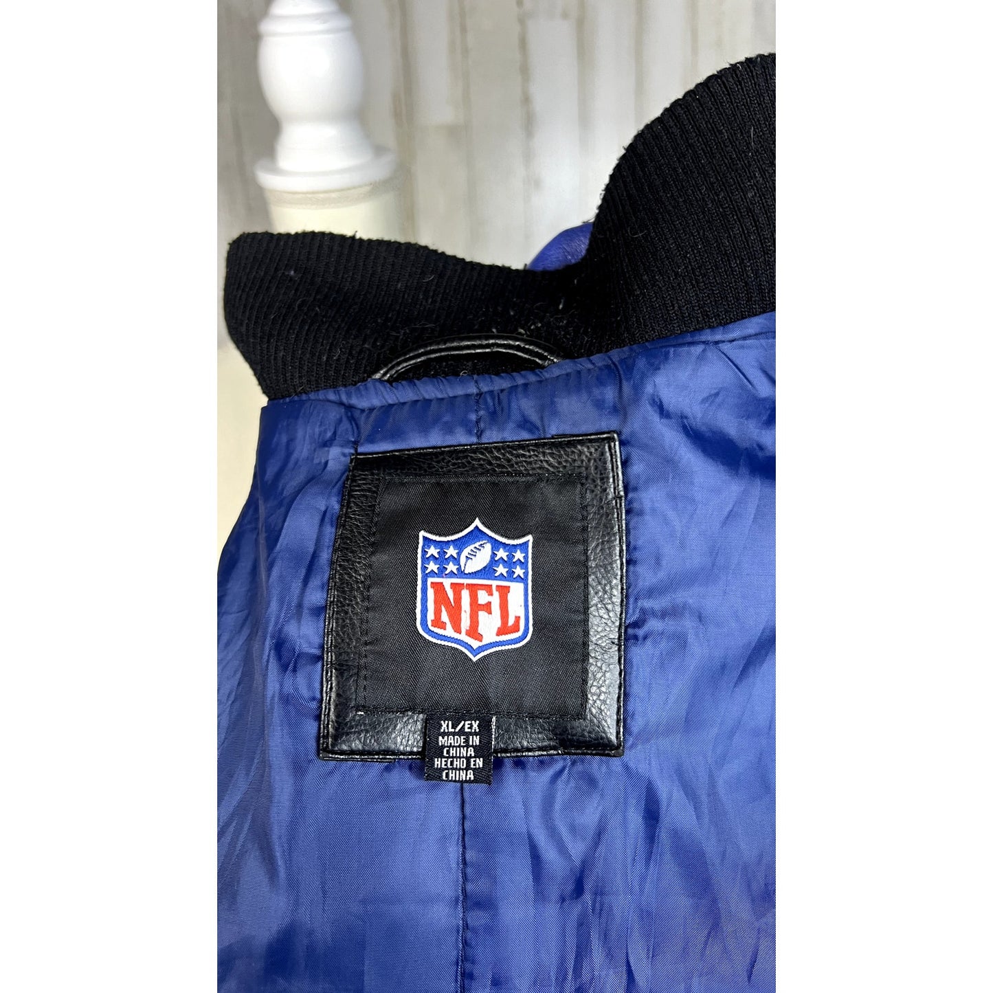 Indianapolis Colts Men's XL Black Leather Bomber Jacket NFL Official Merchandise