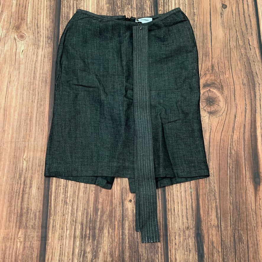 Calvin Klein Women’s Gray Pencil Skirt Size 2 Belt Lined