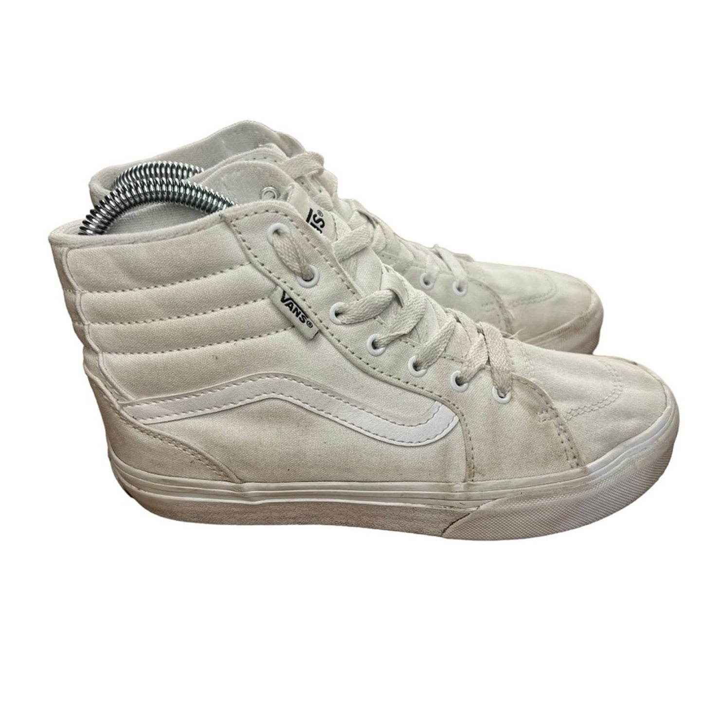 Vans Sk8-Hi Canvas Shoe True White - Youth Size 3.0