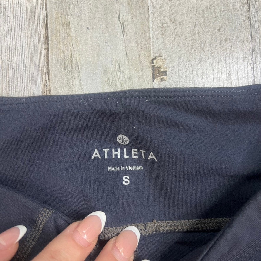 Athleta Womens Colorblock Leggings Size Small Blue Gray Full Length Yoga Running