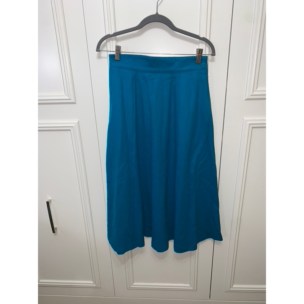 That's Me! Vintage Teal Wool Blend A-Line Midi Skirt Women’s Size 10
