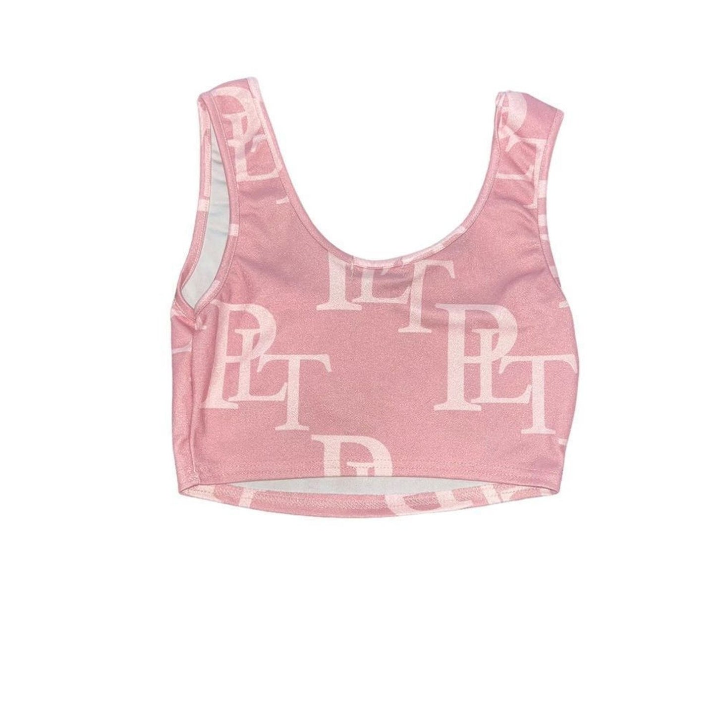 Pretty Little Thing | Pink Monogram Cropped Top Size 4