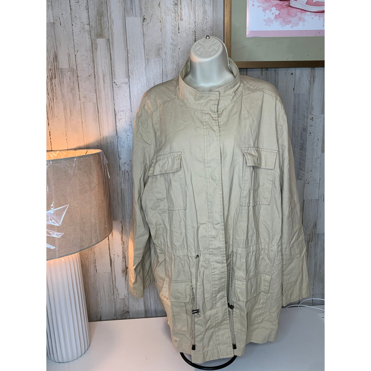 Signature Collection Jacket Mens 2XL Beige Utility Military Field Coat