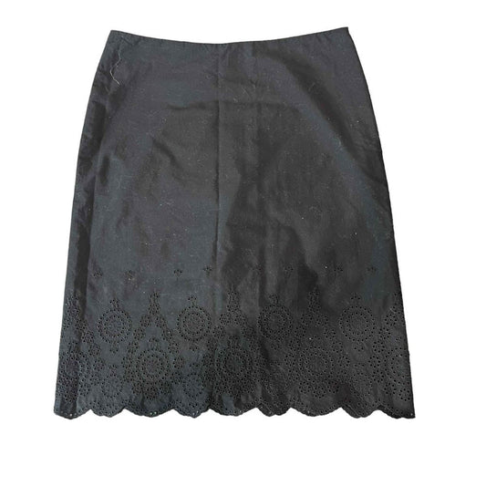 Banana Republic Black Laser Cut Hem Floral Pattern Skirt Size 10