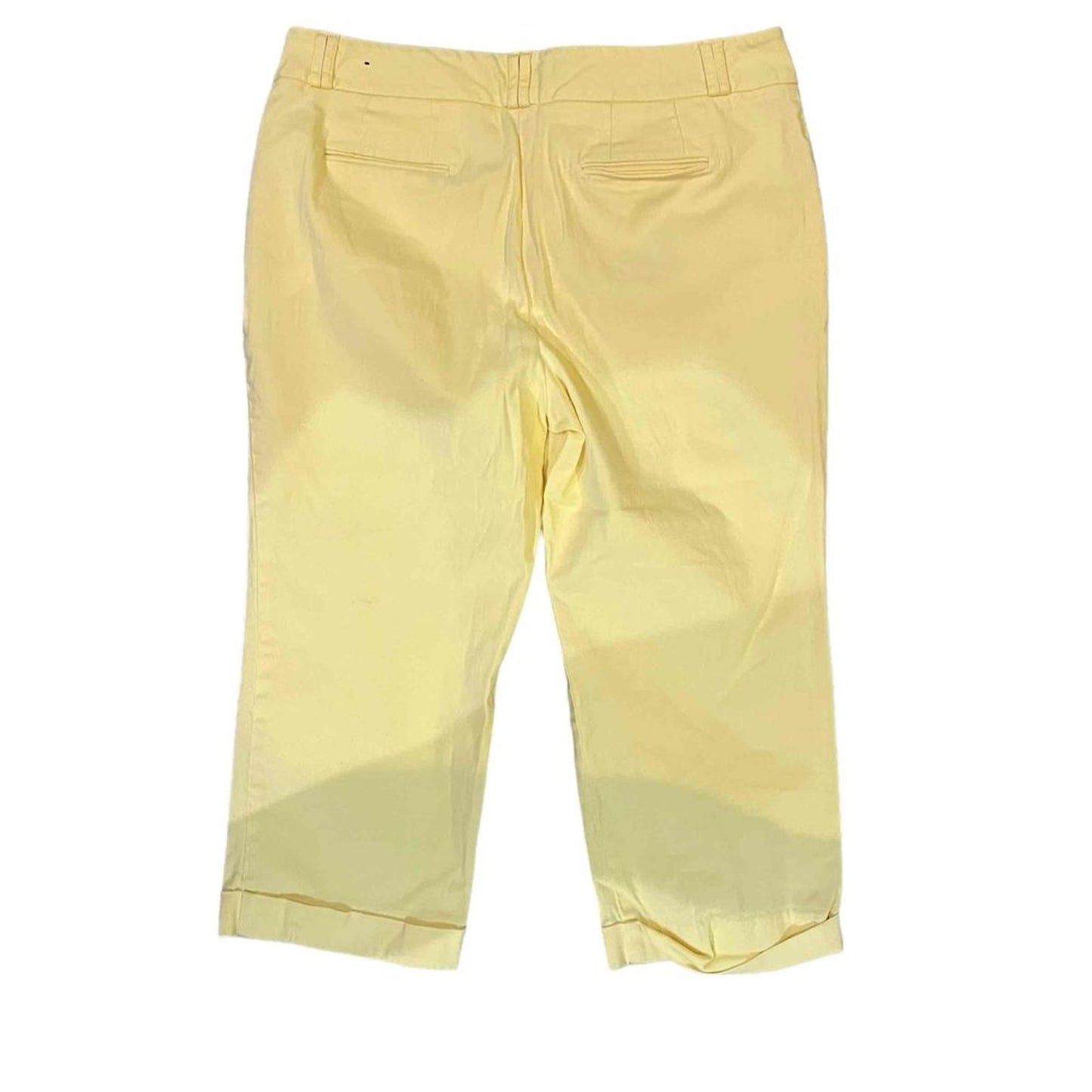 Larry Levine Pants Womens Size 12 Yellow Stretch Chino Capri Cuffed Hem