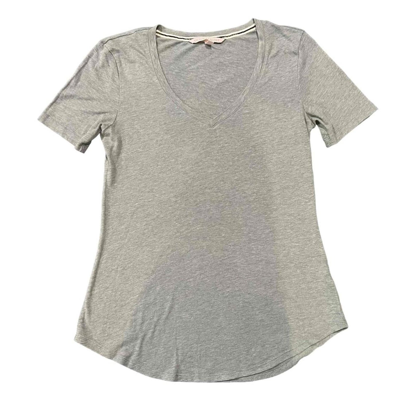 Victoria's Secret Short Sleeve V-Neck Heather Gray T-Shirt Size Petite Small