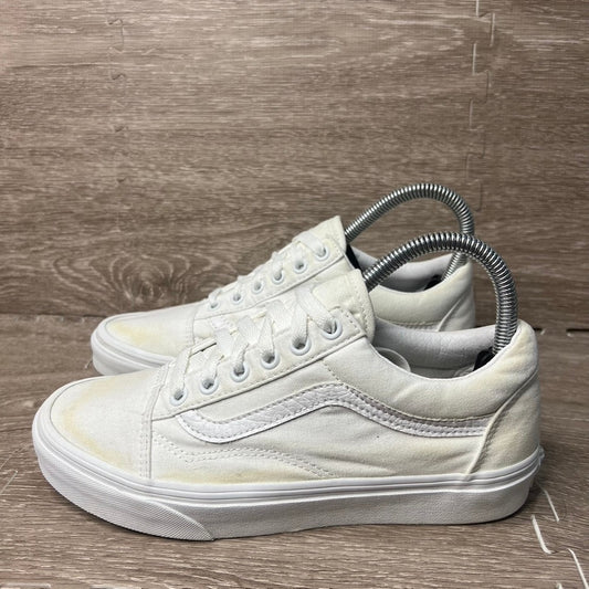 Vans Old Skool White Canvas Skate Shoes Men's 6 / Women's 7.5 Casual Sneaker