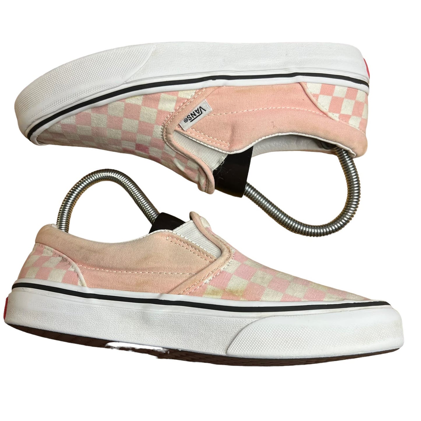 Vans Authentic Pink/White Checkboard Slip-On Shoes - Juniors 4 / Women's 5.5