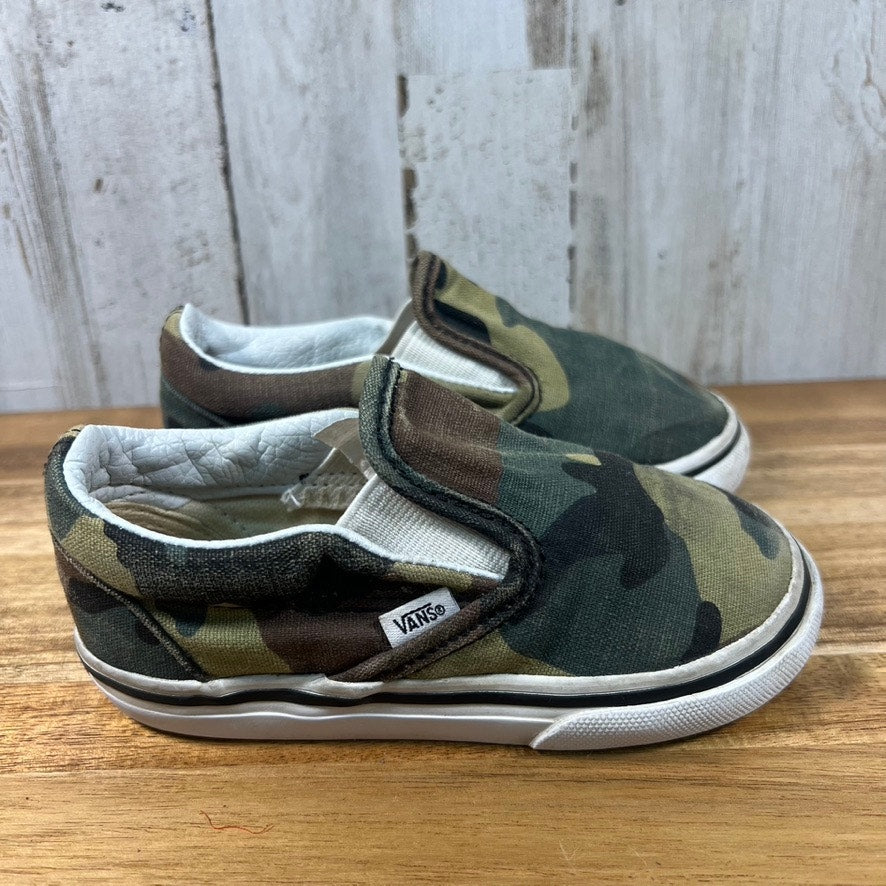 Vans Toddler Camo Slip-On Shoes Size 7.0 Multicolor Casual Kids